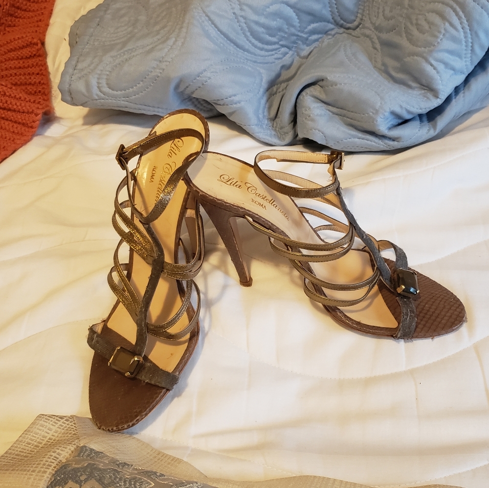 LILA CASTELLANETA Designer Sandal Bronze Metallic.